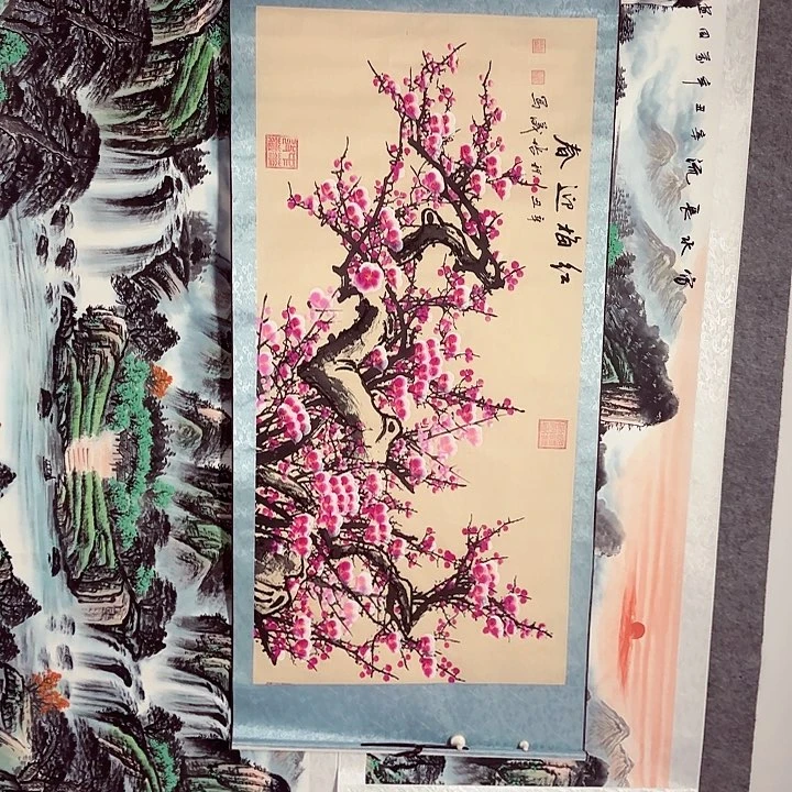 国画红梅迎春梅花点点