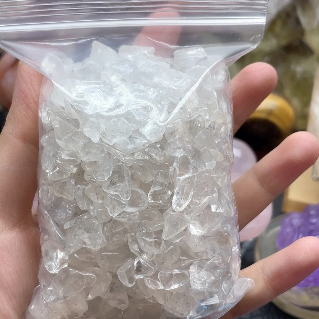 未镶嵌珠宝半成品发晶40白水晶碎石一袋装