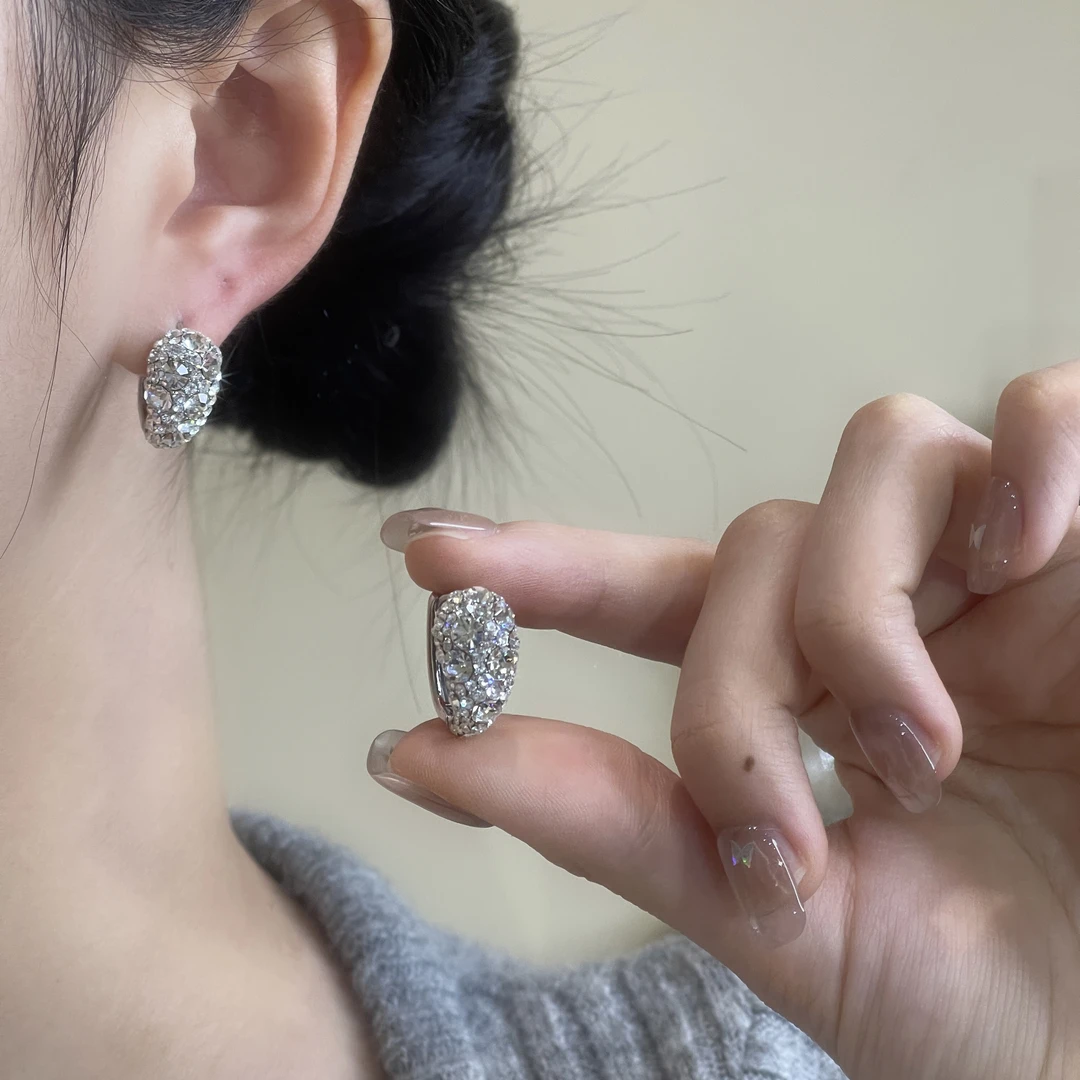 高级感银色耳扣个性潮小众高级感百搭耳饰A-322