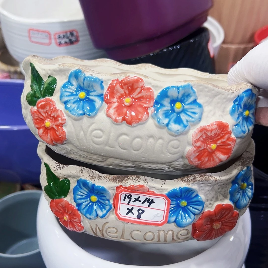 有孔外贸尾单陶瓷花盆凑单10米包邮