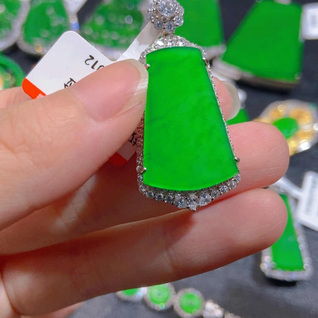 翡翠银S925镶嵌吊坠(不含链)