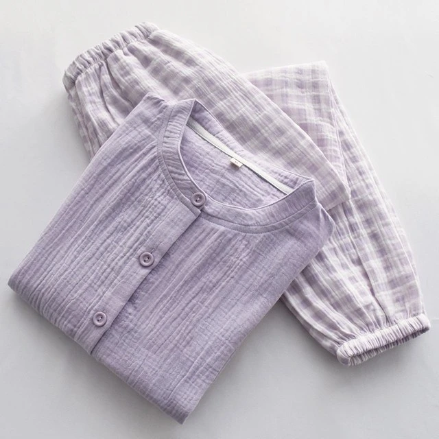 胖mm特大码宽松2-300斤日系格子睡衣女春夏季薄款长袖开衫家居服