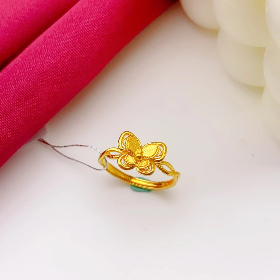 【木韵阁】足金999 黄金5G双层蝴蝶戒指活口 2.82