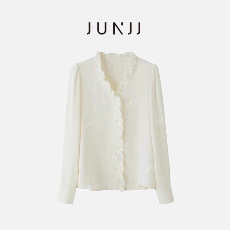 杰瑞【秋日契约】法式宫廷风休闲白色灯笼袖衬衫衬衣夏新款上衣