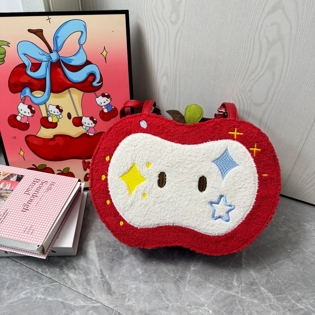 【甜心】新年红苹果卡通毛绒托特包！一包多背～