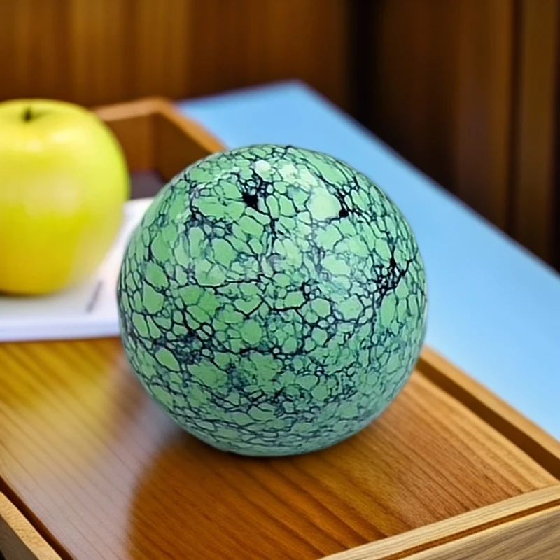 绿松石单珠饰品湖北原矿网花圆珠