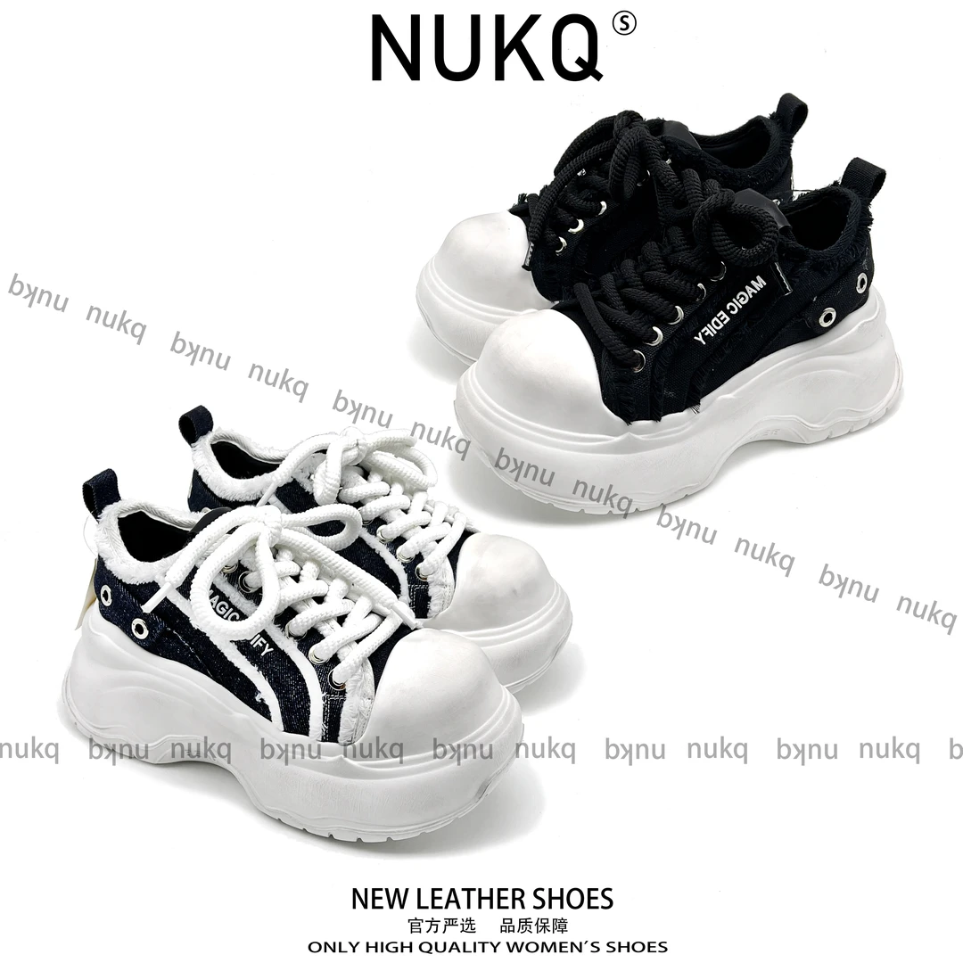 压力贼大【NUKQ】  跟高6厘米 时尚百搭厚底牛仔鞋