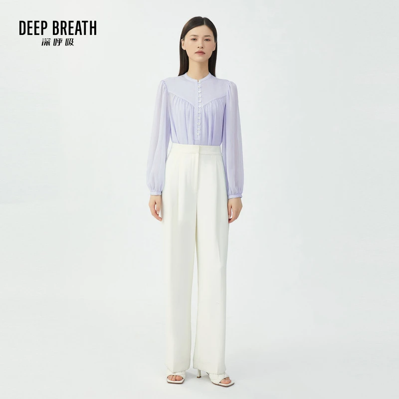 【二折】DEEP BREATH深呼吸静奢风两件套宽松衬衫(附背心)女A300992