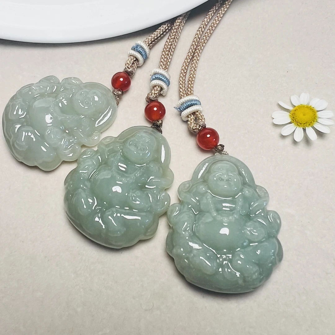 D22.绿色和田玉吊坠逍遥佛公吊坠女款时尚多样性发货拍一发一