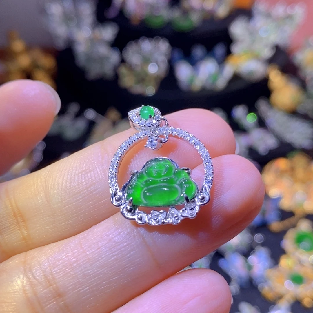 翡翠银S925镶嵌颈饰天然