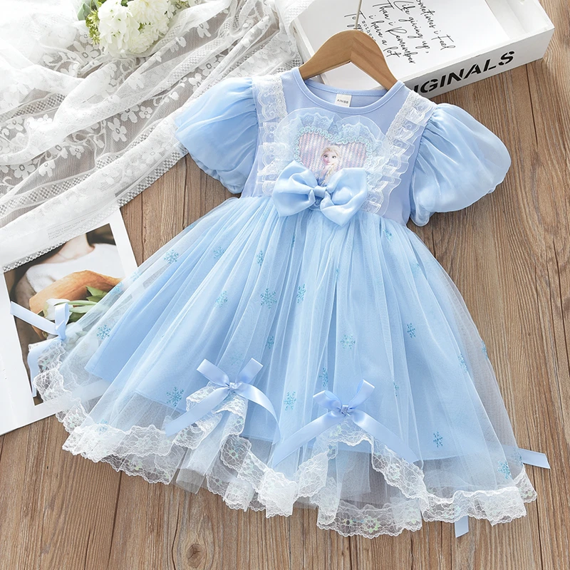女童夏装艾莎连衣裙 2025夏季小女孩礼服童裙公主裙爱莎公主裙子