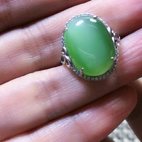 和田玉戒指银S925镶嵌
