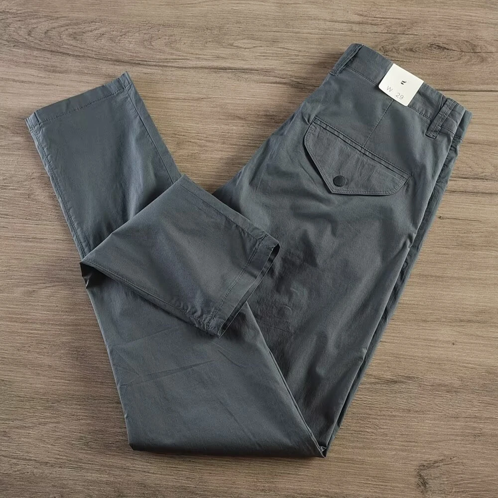 日系工装休闲裤春夏薄料弹力速干纯色简约百搭修身小直筒男士长裤