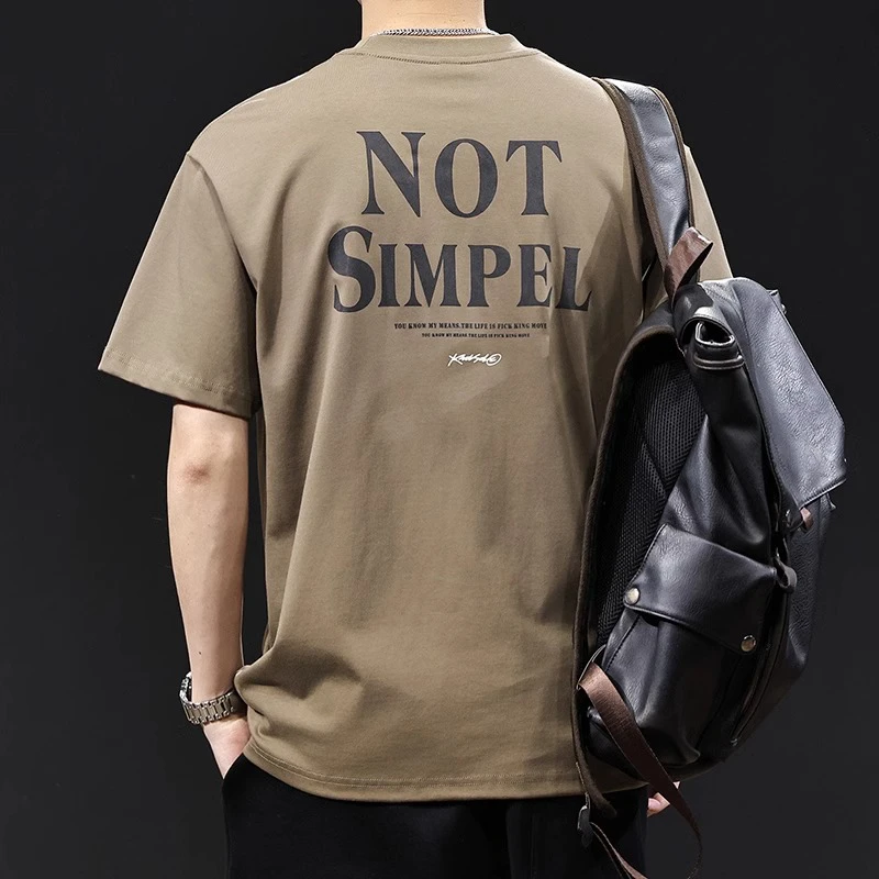 U&PURA夏季新款短袖t恤男士宽松高端衣服美式复古印花体恤男款