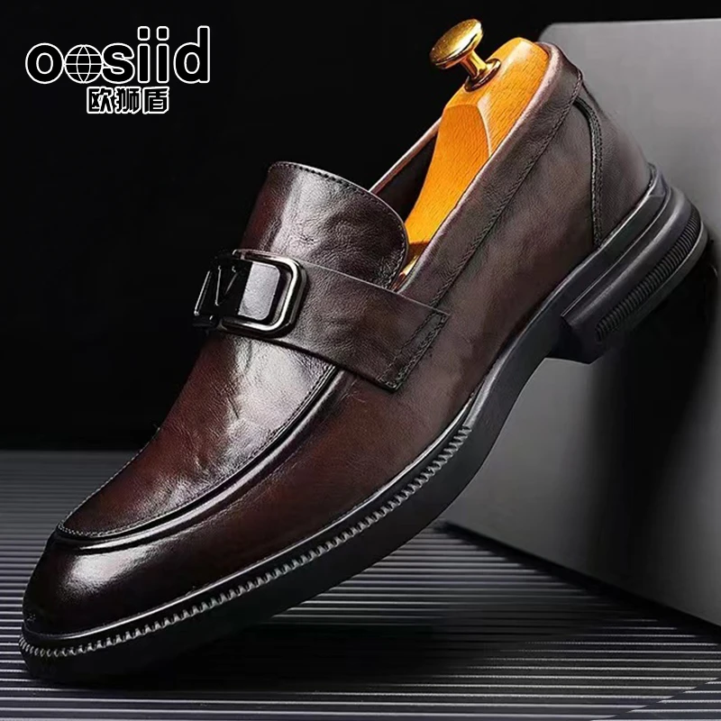 【Oosiid欧狮盾】头层牛皮鞋英伦风商务时尚百搭男士舒适透气休闲鞋