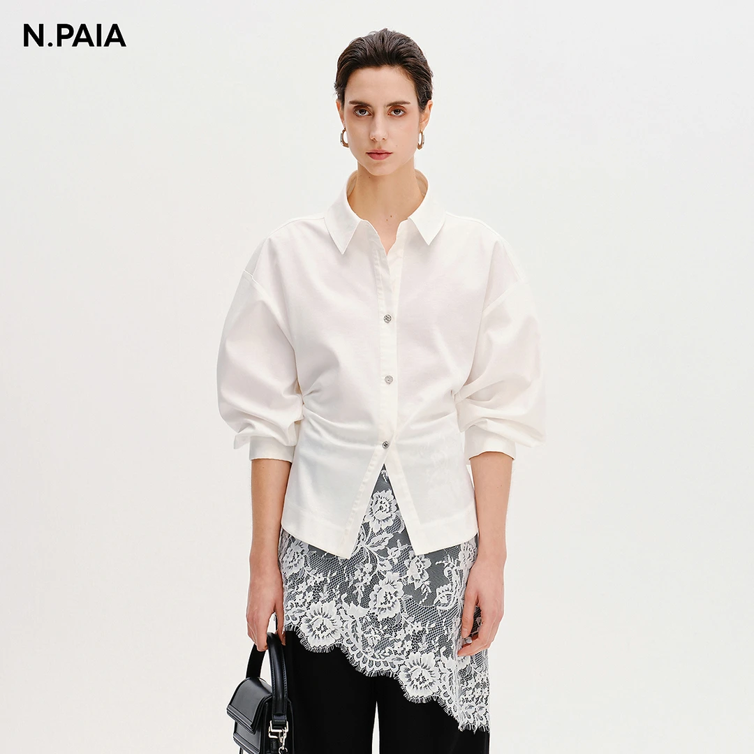 恩派雅2025新款罗马布针梭打褶设计结构式衬衫女XNKEC2121A