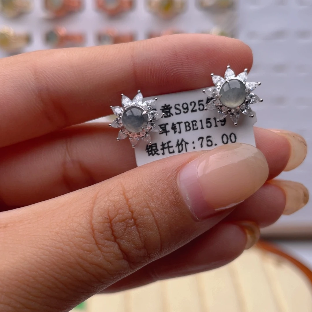 翡翠银S925镶嵌耳饰11111
