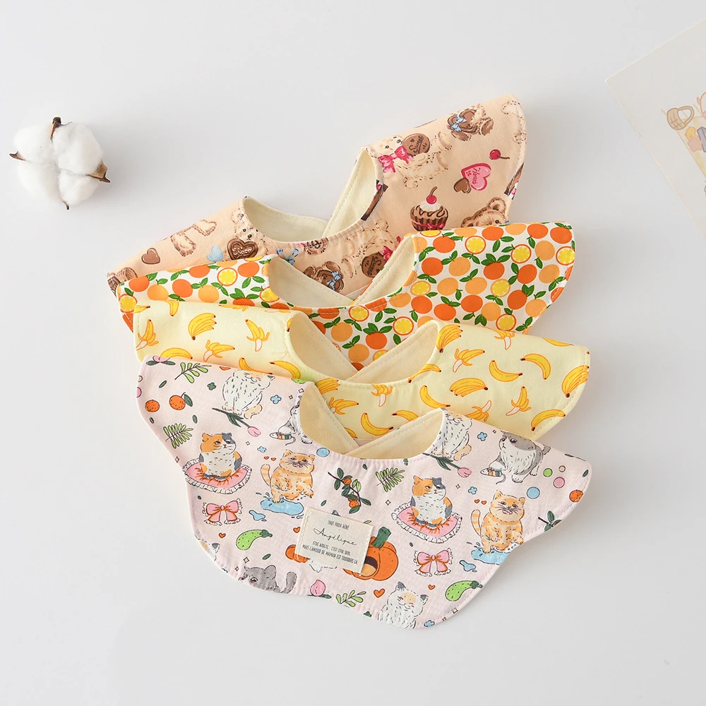 夏季超薄韩国360度可旋转花瓣围兜婴儿防水口水巾柔软a类纯棉