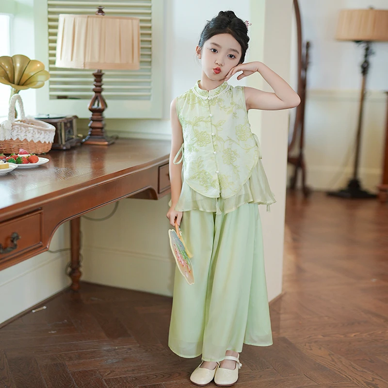 D258103【南风意】女童汉服新中式夏季国风套装2025新款古风女孩