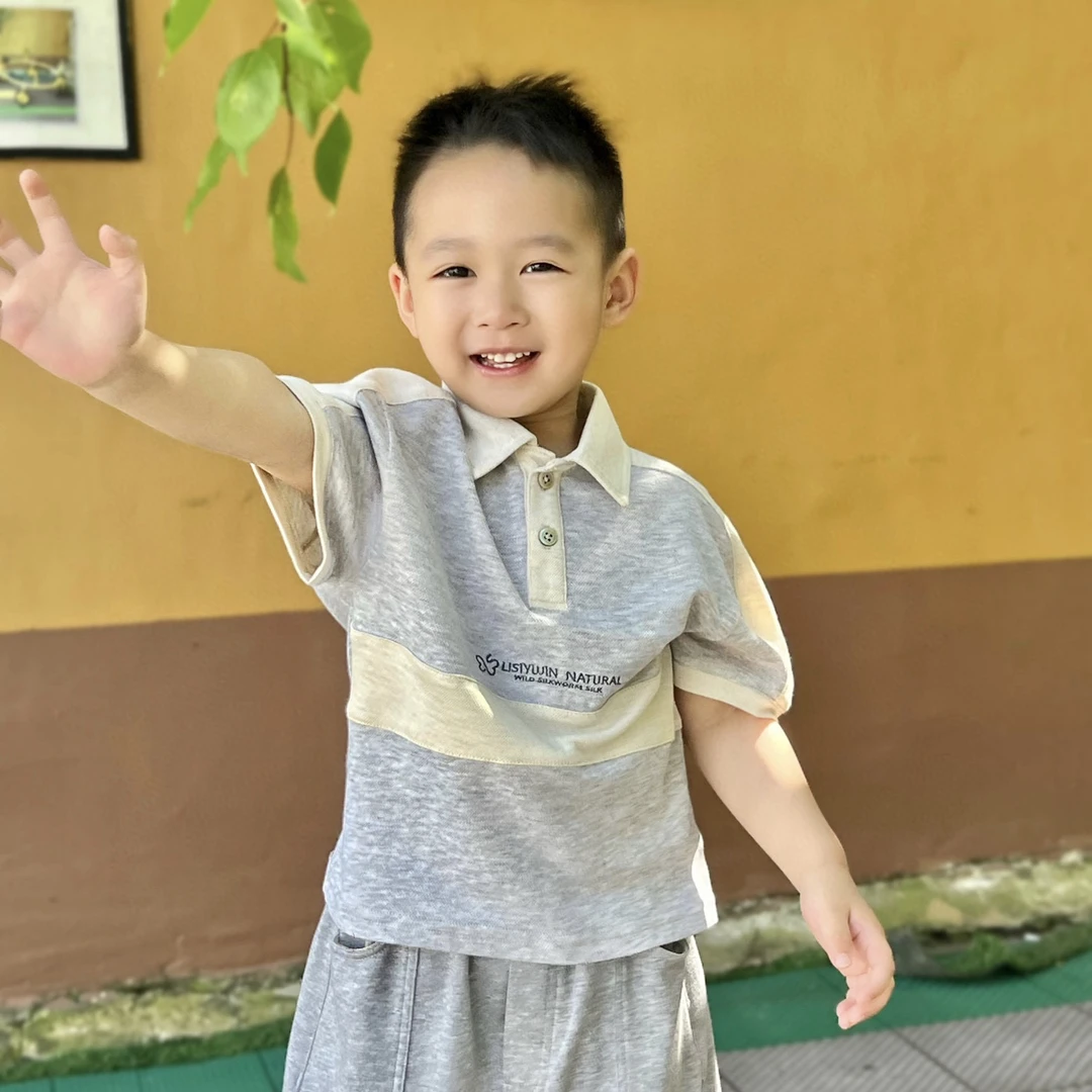 儿童短袖T恤A类柞蚕丝舒适透气运动休闲家居服L24-279