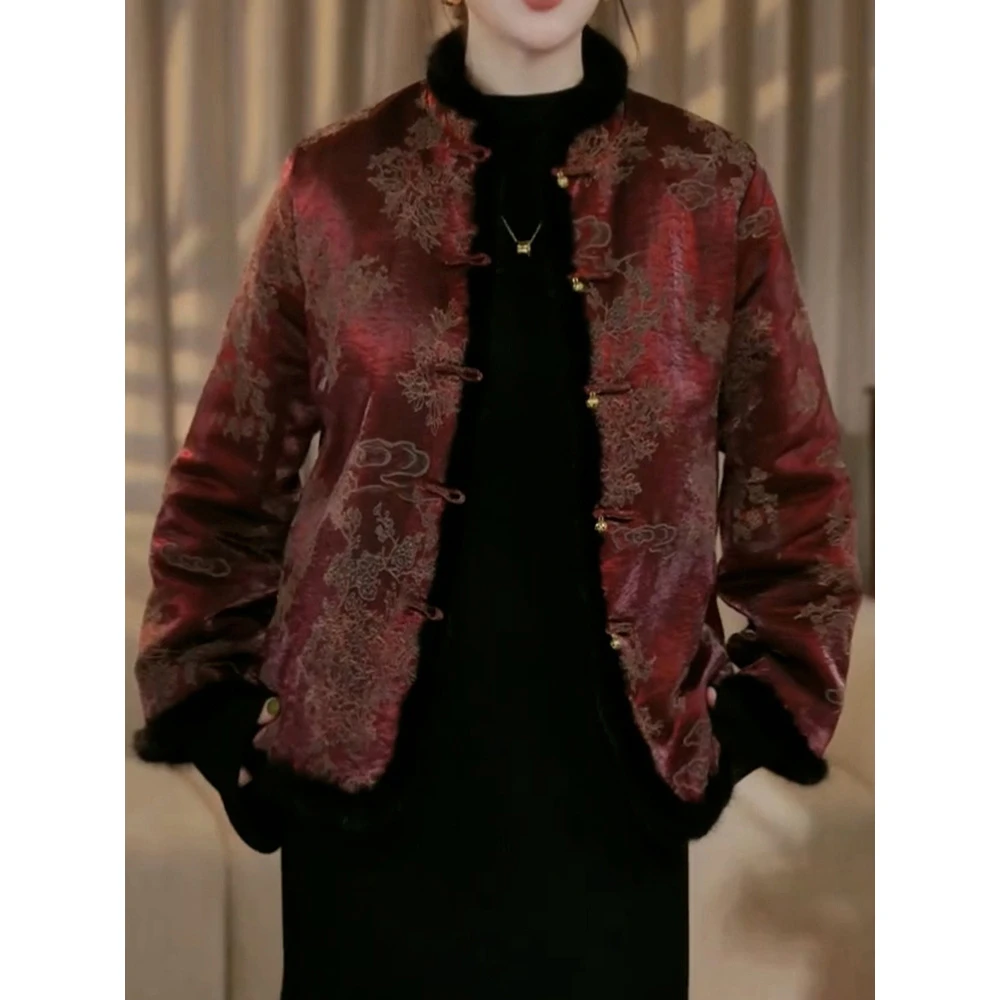 中式国风盘扣复古加厚棉服外套2025冬季新款时尚轻奢百搭保暖棉衣