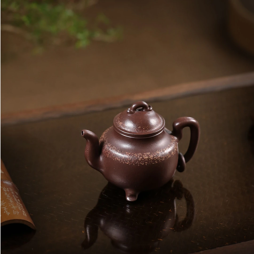紫砂臻品《鼎炉》——彭耀年紫泥金砂380cc紫砂壶茶具泡茶壶