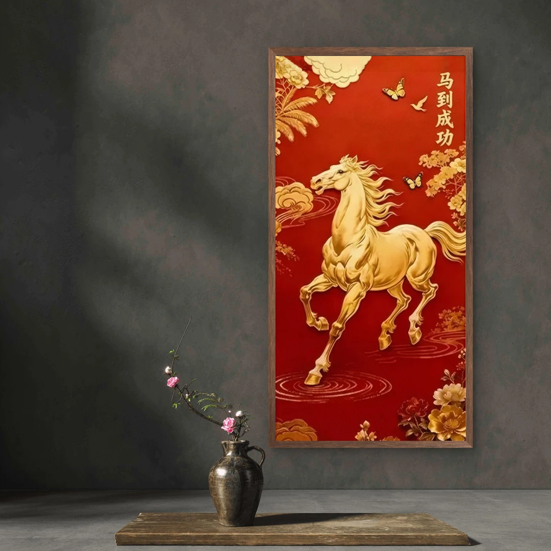 351-35*70紫气东来马到成功吉祥挂画适用于玄关卧室电视柜商铺