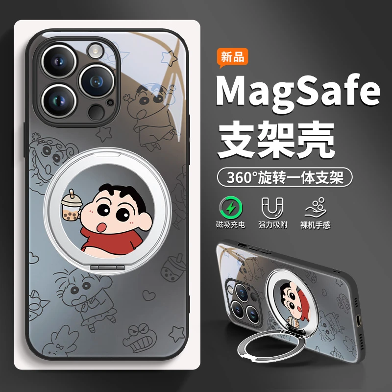 奶茶小新适用苹果16手机壳华为mate70支架pura80情侣磁吸60小米15