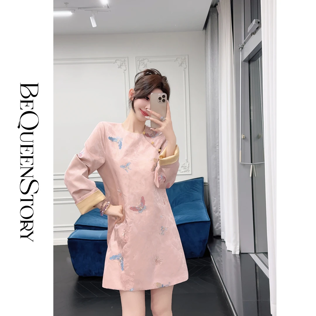 余潇潇【蝶引天香】2025年早春新品国风蝴蝶提花温柔气质连衣裙
