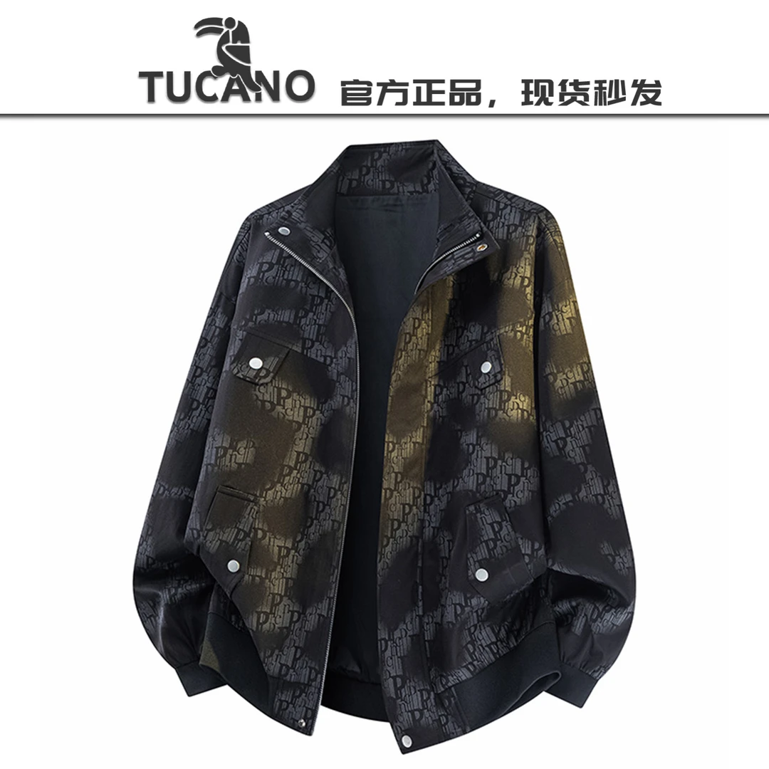 啄木鸟【官方】大码立领夹克男春秋季宽松百搭休闲潮流时尚工装外套