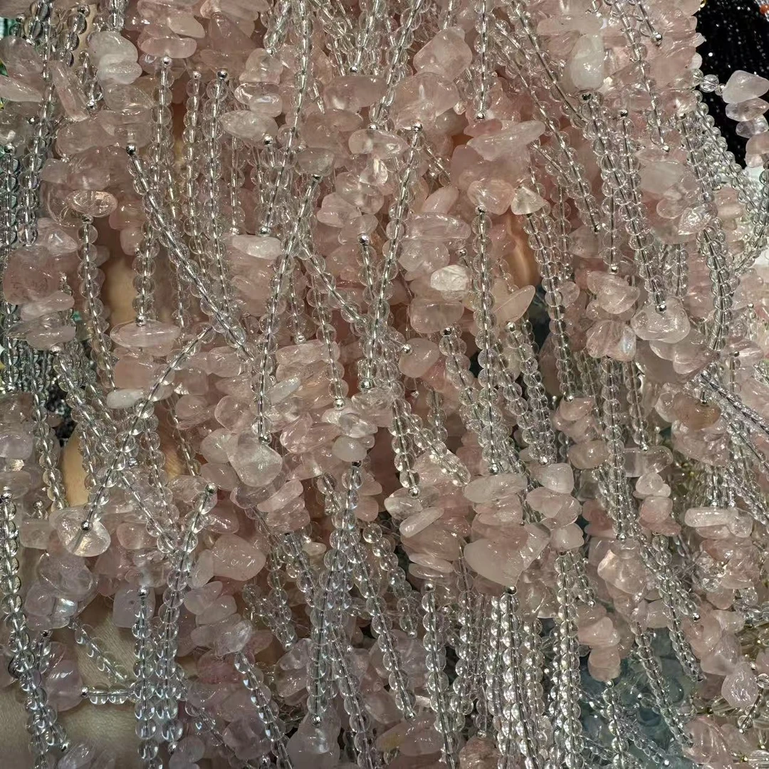 N480【赵小姐】时尚百搭粉水晶项链多样式发其一