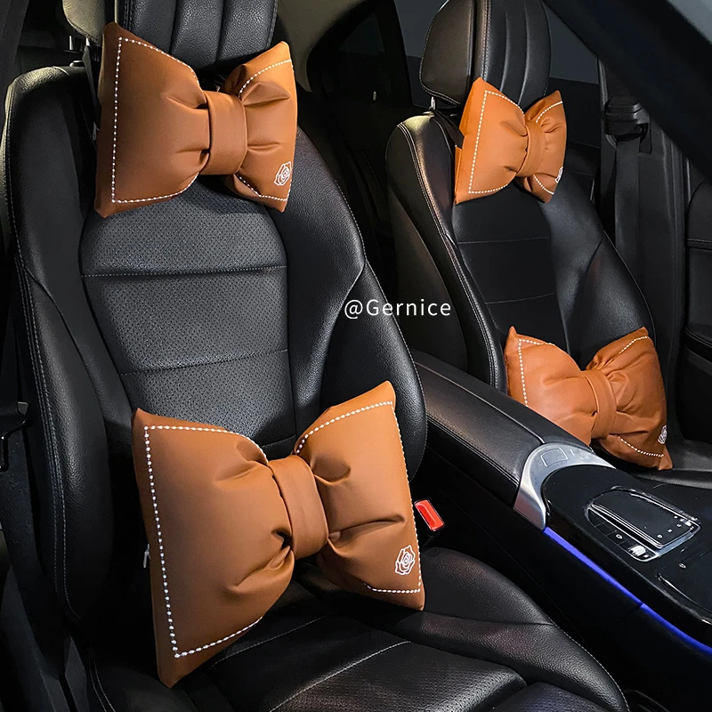 汽车头枕护颈枕女生车用车载座椅腰靠套装夏季山茶花车内靠枕女士