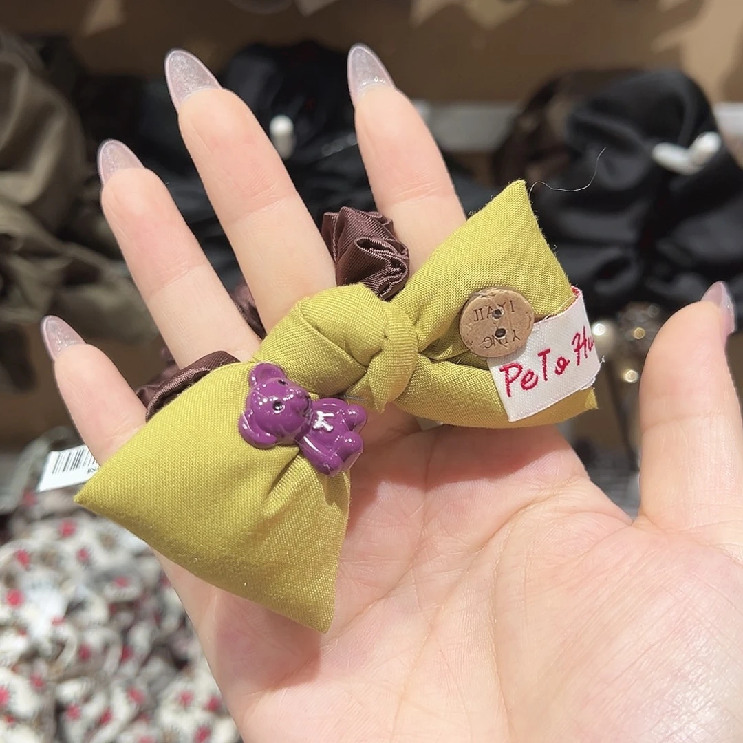 皮质铁合金绿色蝴蝶结发圈