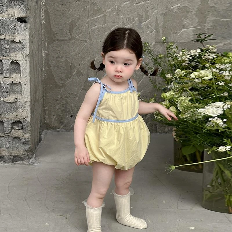 婴儿夏装薄款包屁衣洋气可爱吊带哈衣小月龄宝宝夏装超萌连体衣