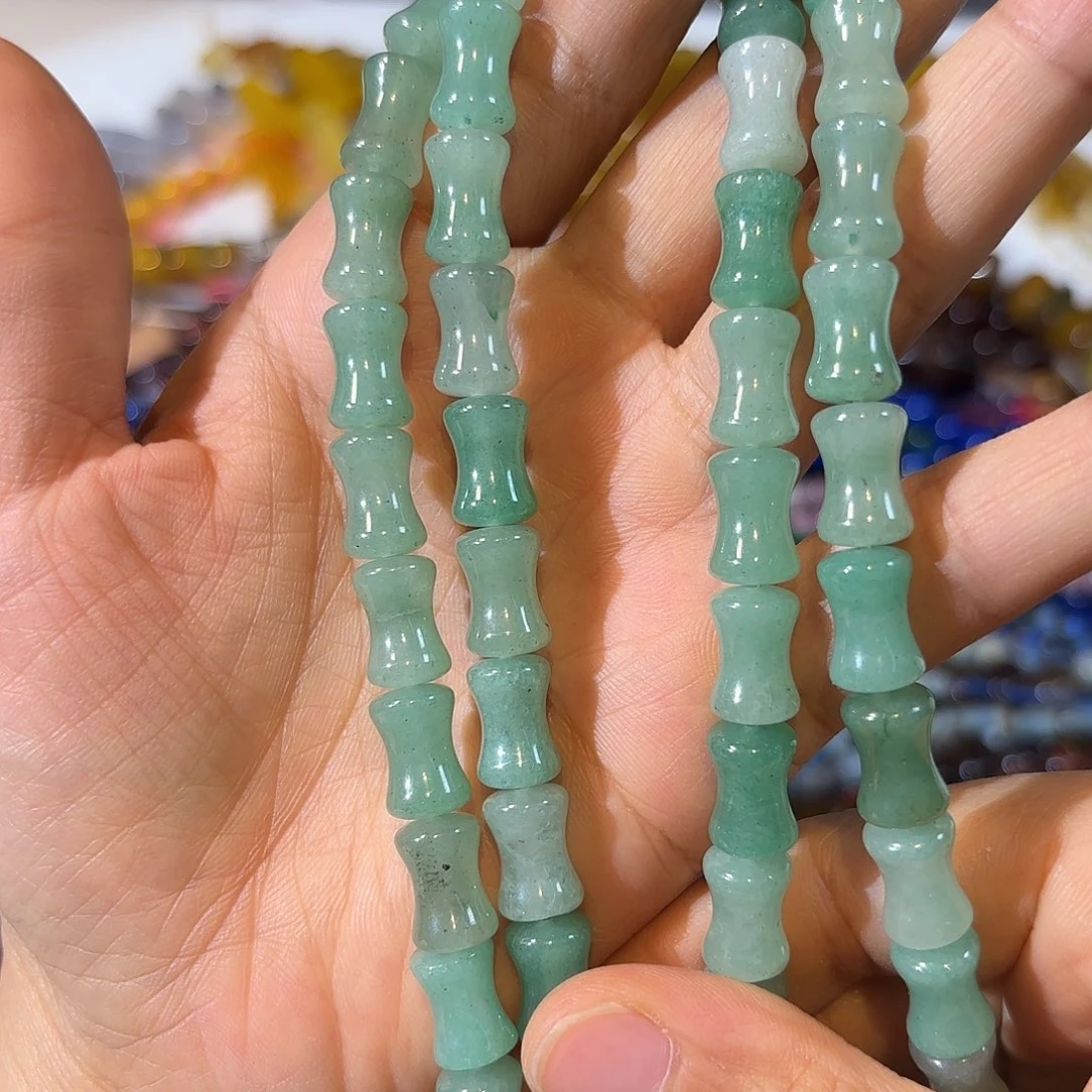 玛瑙/玉髓合金珠宝半成品绿东陵竹节一条