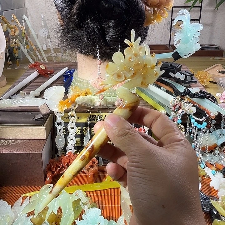 蛇纹石玉合金发饰