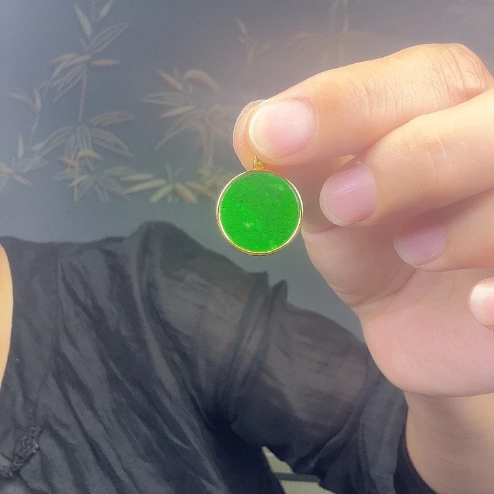 青***果翡翠银S925镶嵌吊坠(不含链)