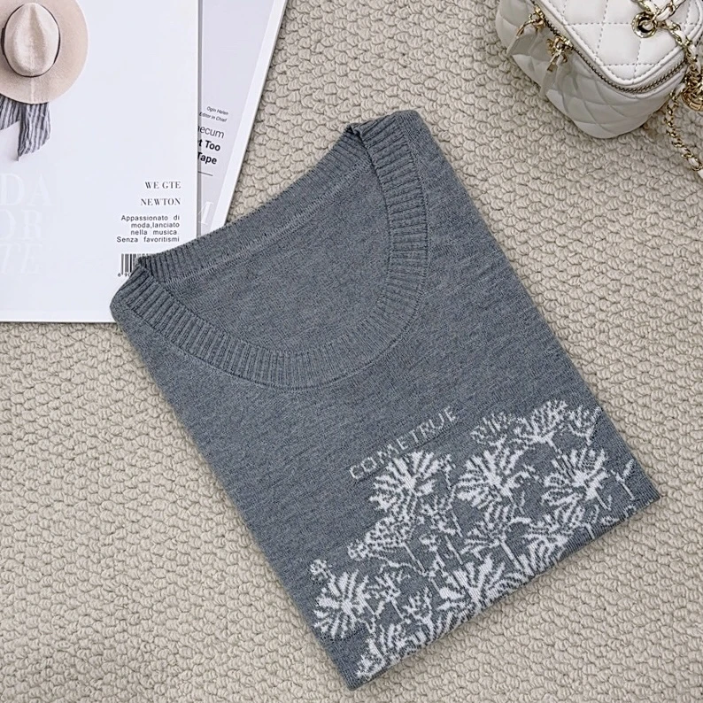 【超细桑蚕丝】纯色镂空经典高级灰针织衫圆领女装打底衫T恤短袖