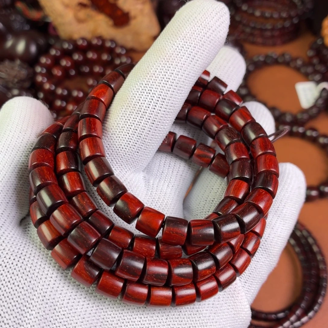 一***灬小叶紫檀手串/手链无胶无蜡7✖️7.5竹节黑飘红