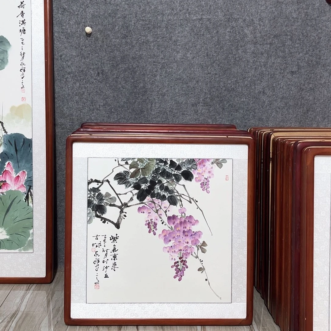 国画书画作品带框63×63
