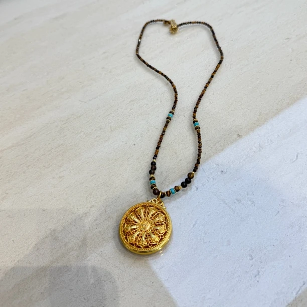 复古国潮毛衣链八宝罗盘金色算盘新中式百搭项链毛衣衣链