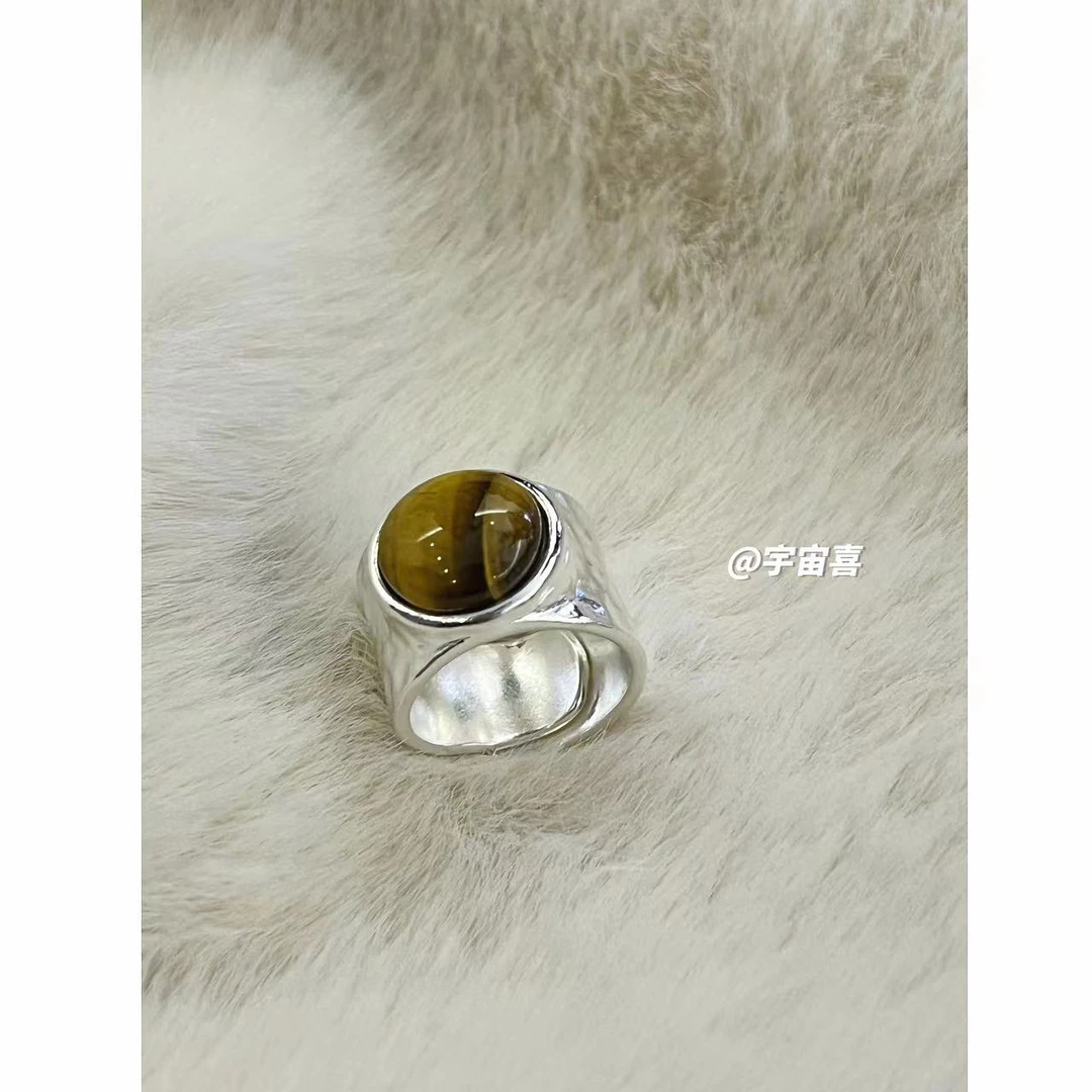 铜合金大理石戒指 K3-025【银白老虎花纹肌理戒指活口可调节】