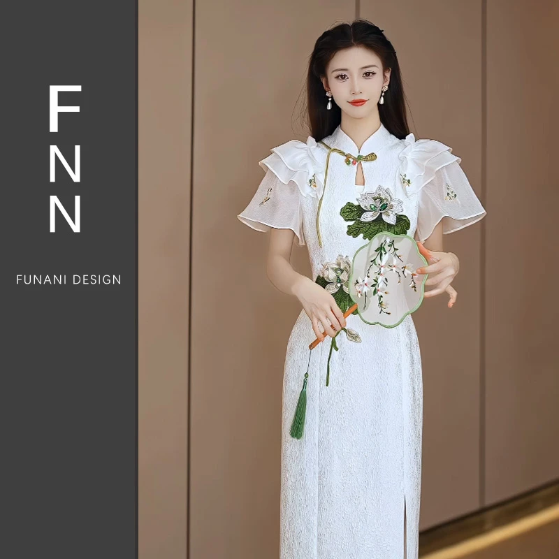 【芙娜妮轻奢】2025新款法式优雅气质复古夏季名媛连衣裙F2411839