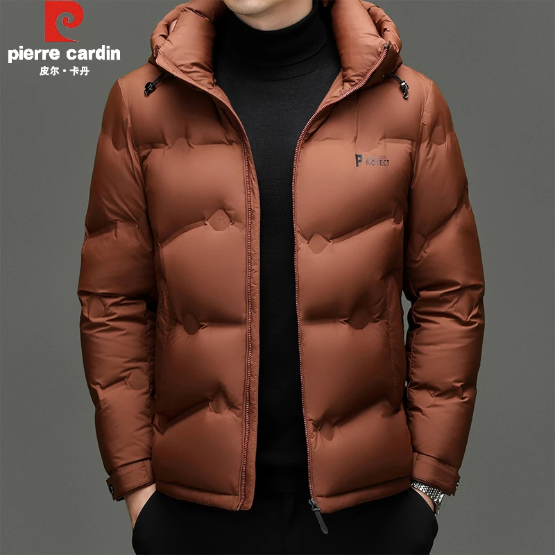 皮尔卡丹羽绒服男短款加厚2025冬季新款可拆卸帽休闲鸭绒保暖外套