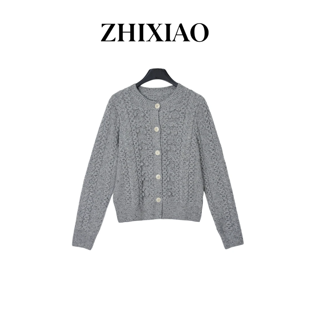 【ZHIXIAO】秋冬新款：蝴蝶结针织开衫9493