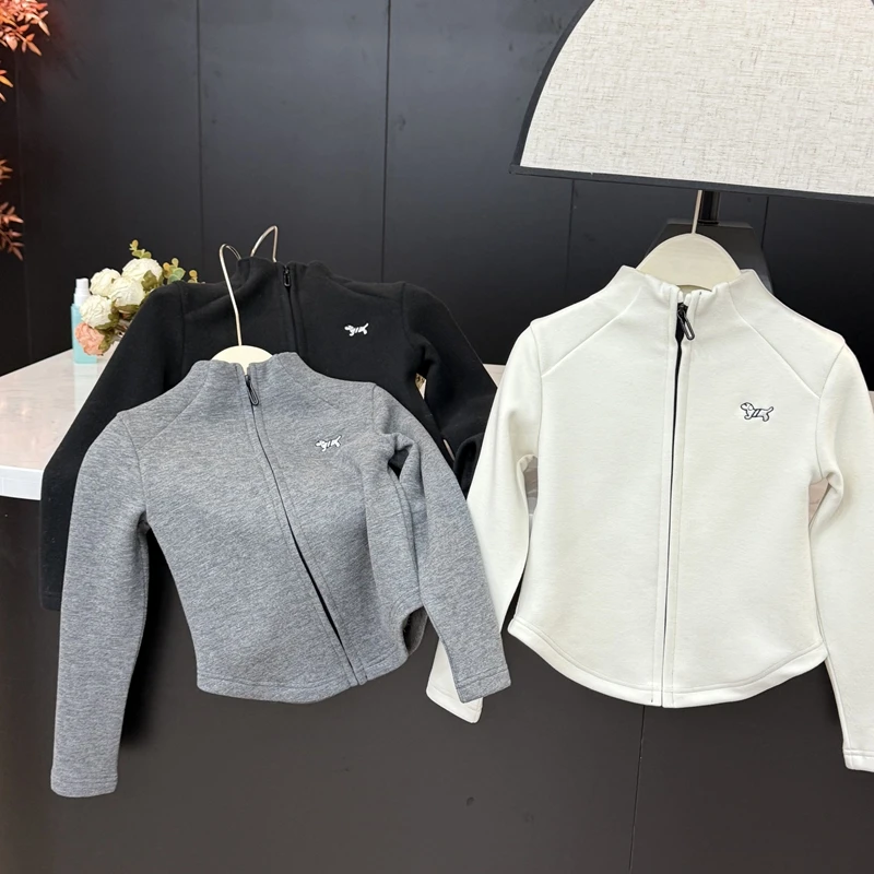 【现货】leomama女童纯色卫衣打底秋冬儿童设计感百搭时尚拉链上衣