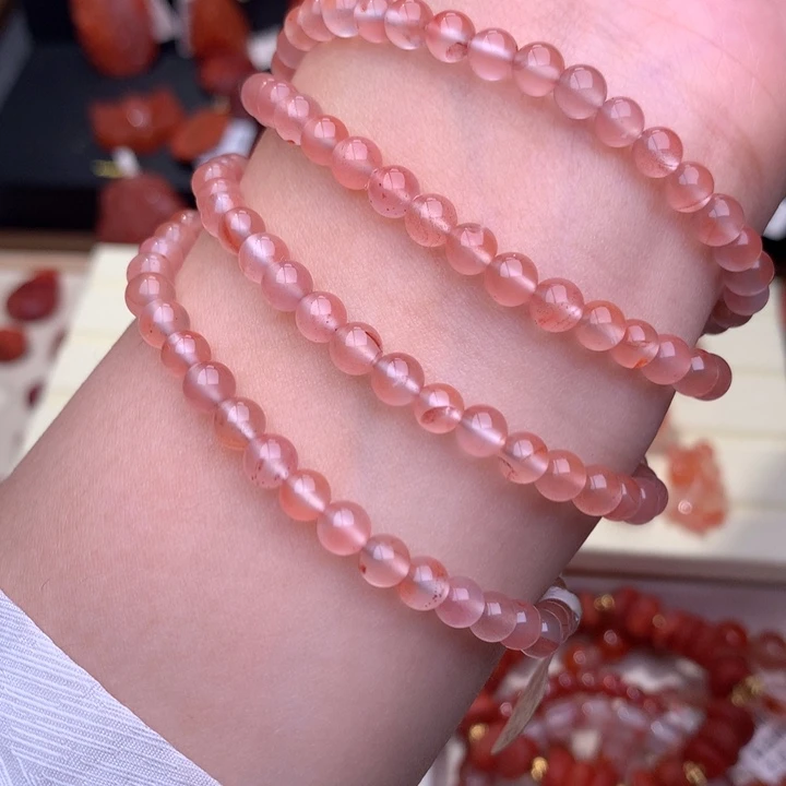 南红玛瑙未镶嵌珠宝半成品冰粉多圈5mm