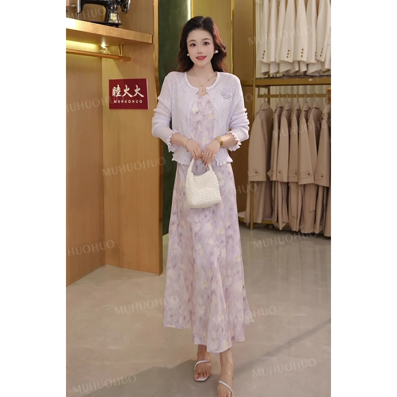 【油画花海】 时尚印花连衣裙外搭气质套装女2025夏季新款