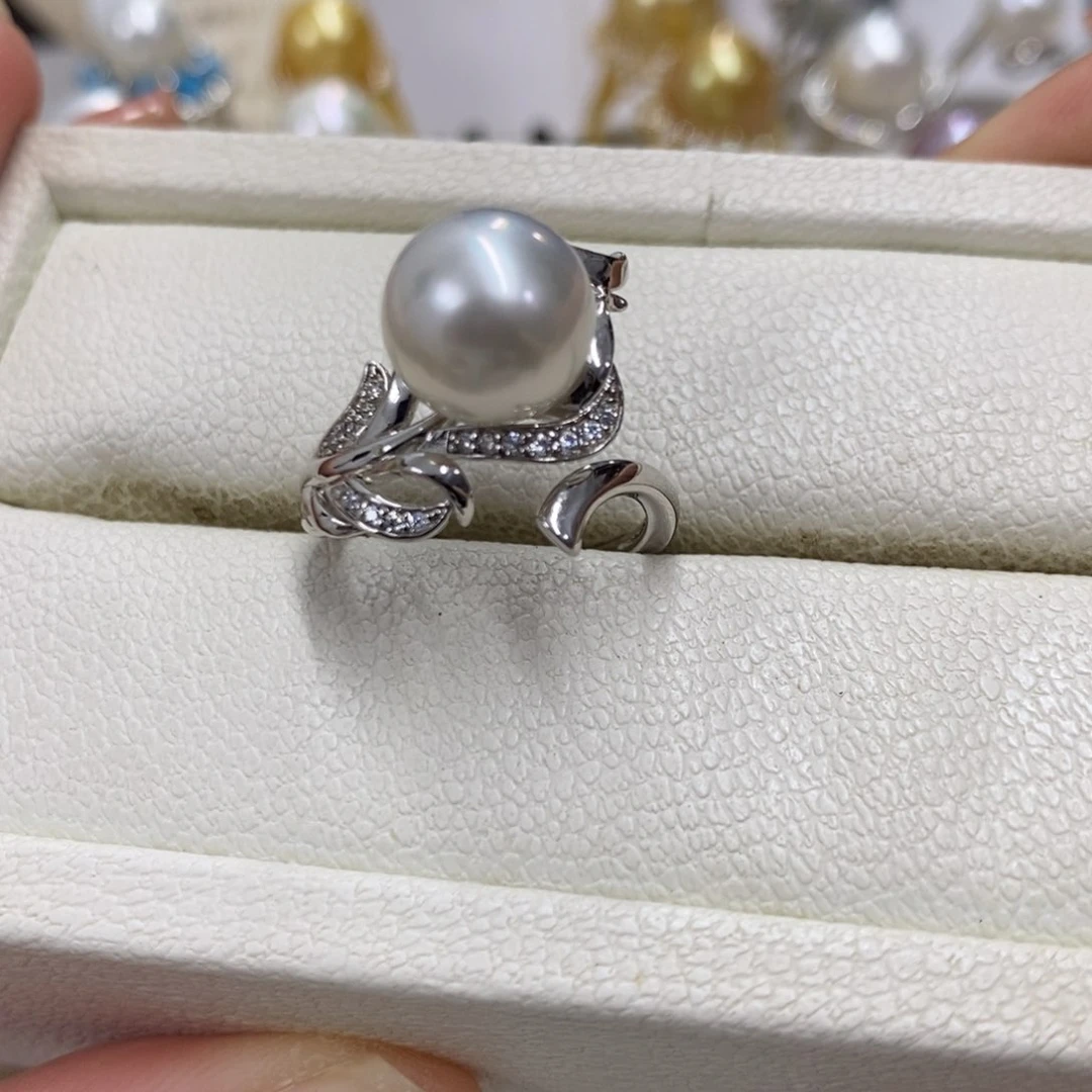 海水珍珠戒指银S925镶嵌澳白