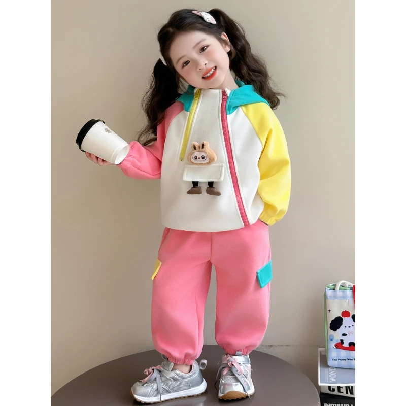 女童连帽卫衣套装春秋2025新款洋气儿童拉布布女孩秋装运动两件套